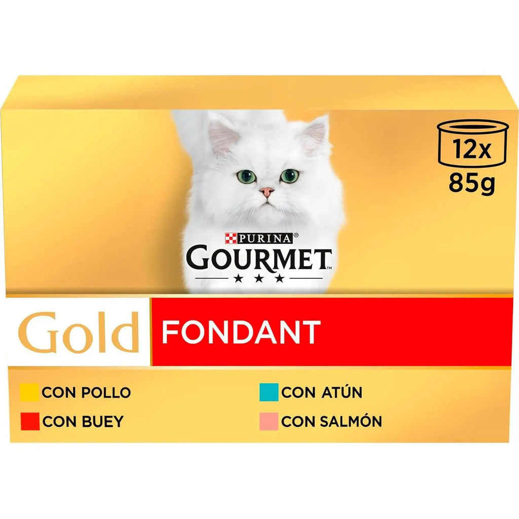 Purina Gourmet Cat Food Assortment Pate Seafood Mix For Cats With Limited Ingredients In Spain Cardio Health packaging.