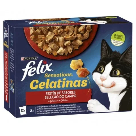 Felix Sensations Seleção Carnes em Gelatina Gatos 12x85g - Loja Manuel Coelho
