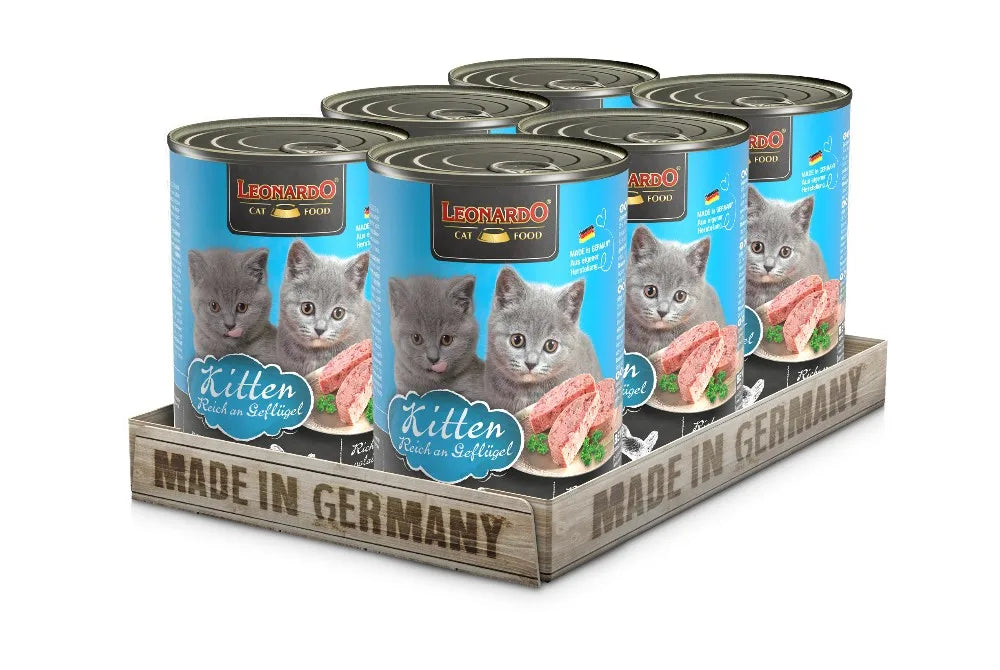 Leonardo Kitten - pacote de 6 latas de comida húmida para cachorros