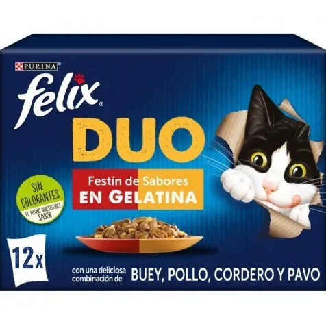 Felix Duo Festín Gelatina Sabores Variados Gatos 12x85g - Loja Manuel Coelho
