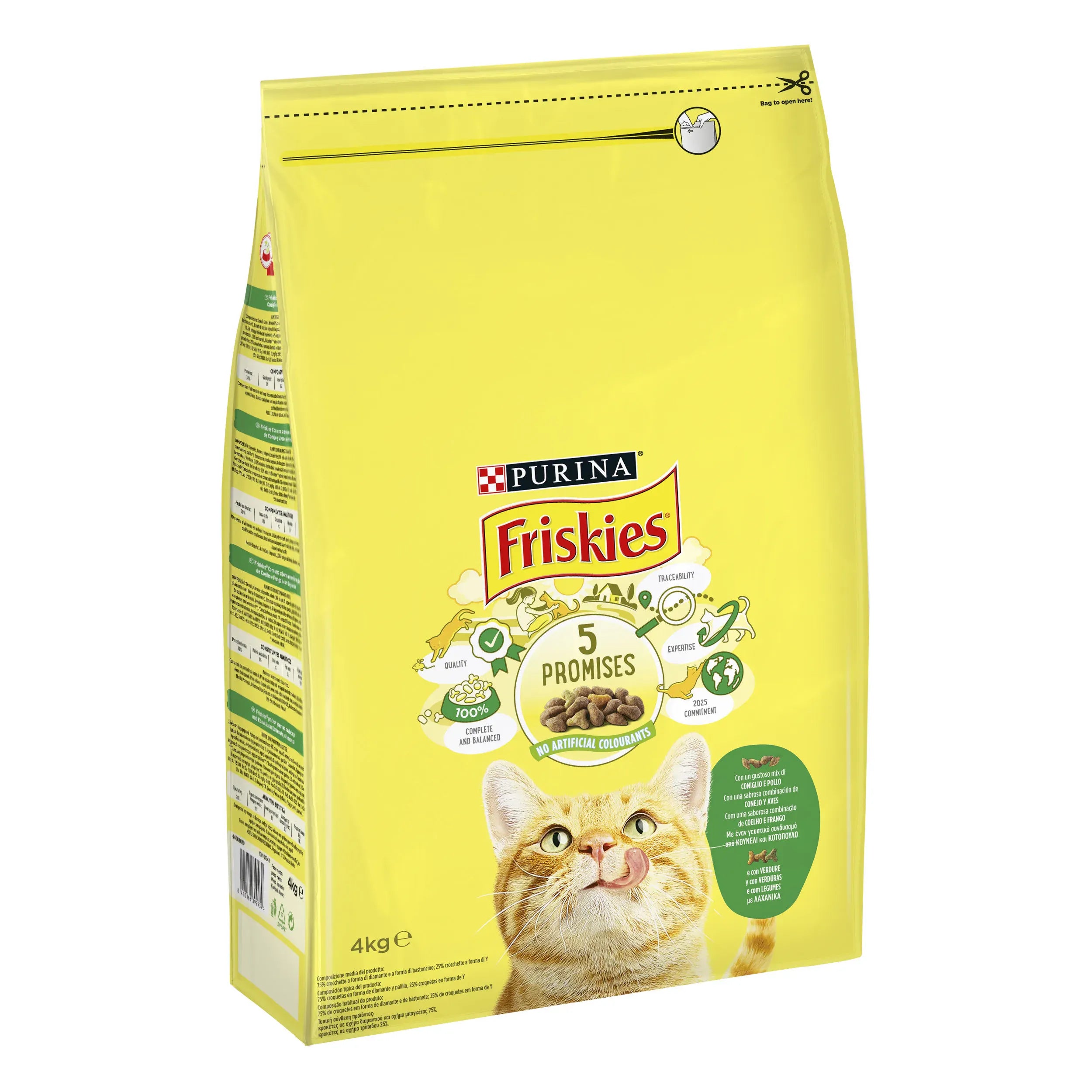 Friskies Adult Cat Food With Rabbit And Chicken For Digestive Health Shiny Coat Strong Bones And Toned Muscles