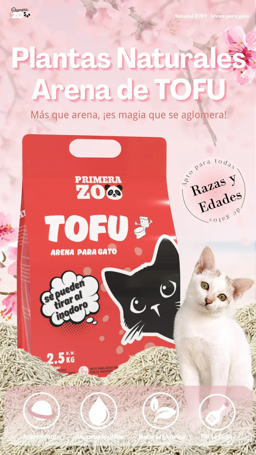 Flushable Tofu Cat Litter 6L Bag Clumping Dust Free Odor Control Biodegradable Toilet Disposal