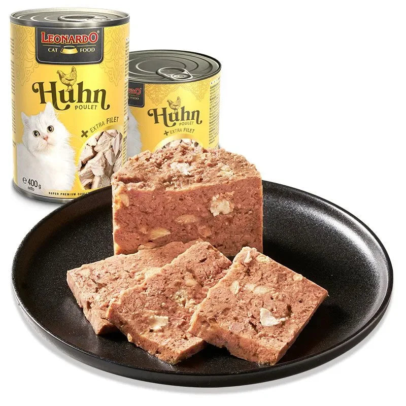 Ração húmida rica em carne para gatos, natural