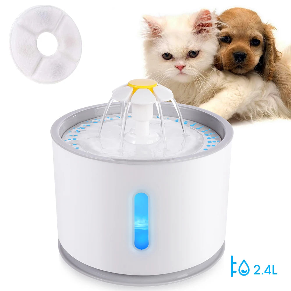 Pet Cat Automatic Water Fountain with LED Lighting