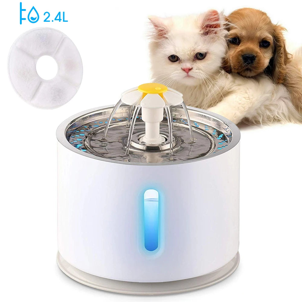 Pet Cat Automatic Water Fountain with LED Lighting