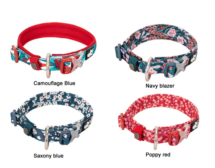 Padded Floral Pet Collar True Love Quick Release Personalized Cotton Collar For Cats And Dogs