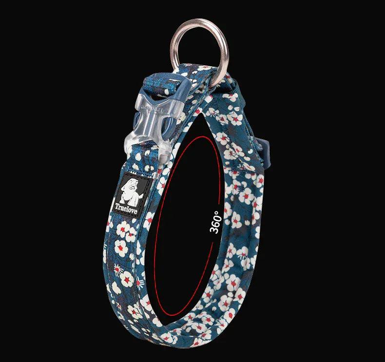 Padded Floral Pet Collar True Love Quick Release Personalized Cotton Collar For Cats And Dogs