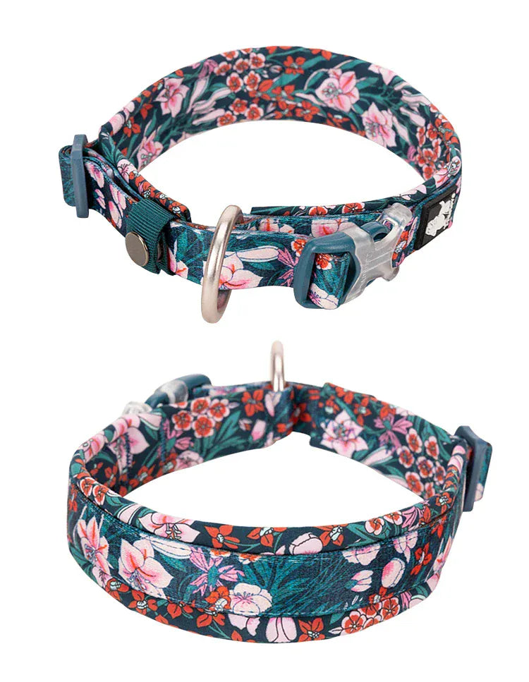Padded Floral Pet Collar True Love Quick Release Personalized Cotton Collar For Cats And Dogs