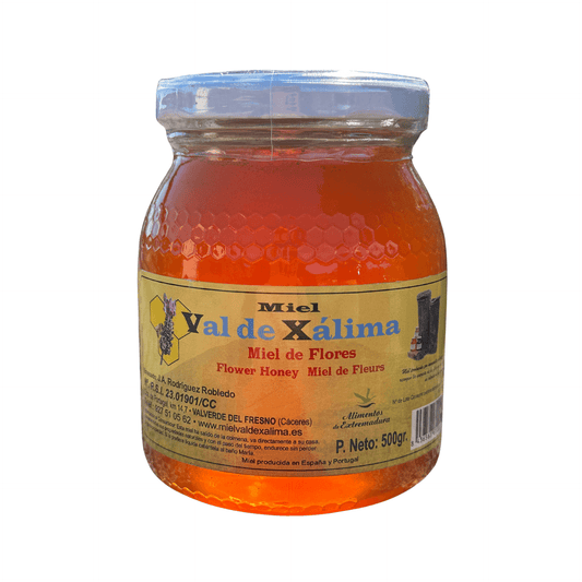 Mel de Flores Val de Xálima em frasco de vidro com 500g.