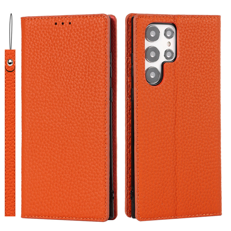 Galaxy S24 Ultra Case Litchi Leather Phone Case