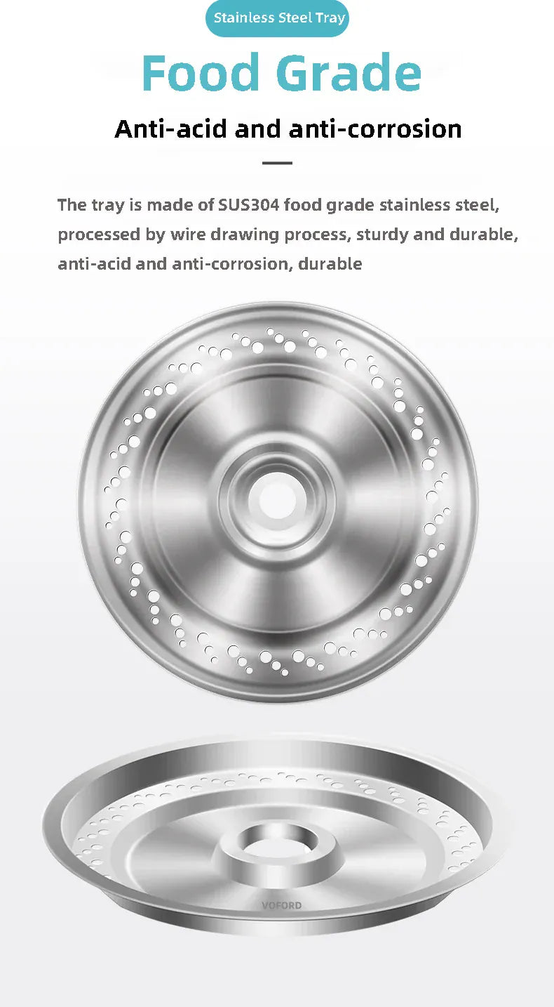 Food grade stainless steel tray, anti-acid and anti-corrosion design, durable for long-lasting use.