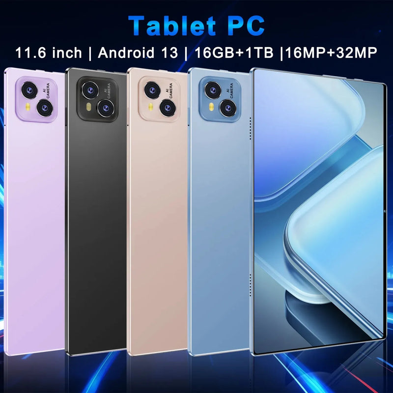 2025 5G Tablet Android 13.0 Brand New 11.6 inch 16GB RAM 1TB ROM Tablet 16MP 32MP - Loja Manuel Coelho