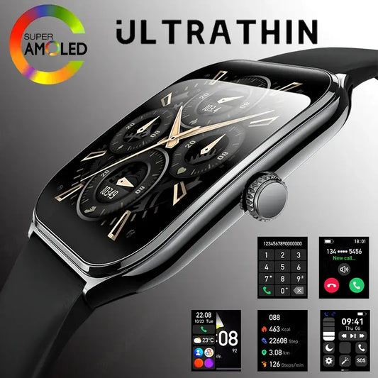 New Ultra Thin Smart Watch men 1.96" AMOLED 360*360 HD Pixel Display