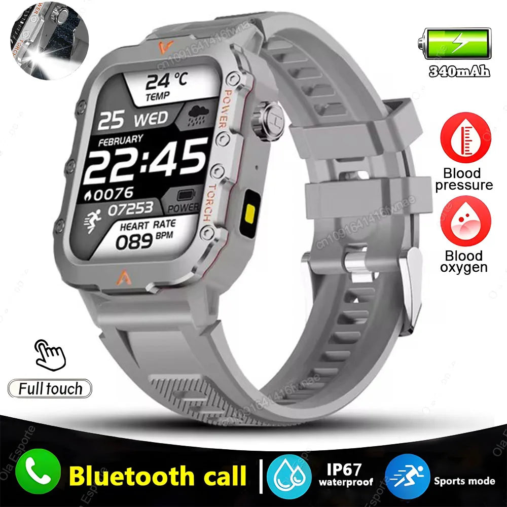 New For Huawei Xiaomi Military GPS Smart Watch Men Flashlight Compass Waterproof
