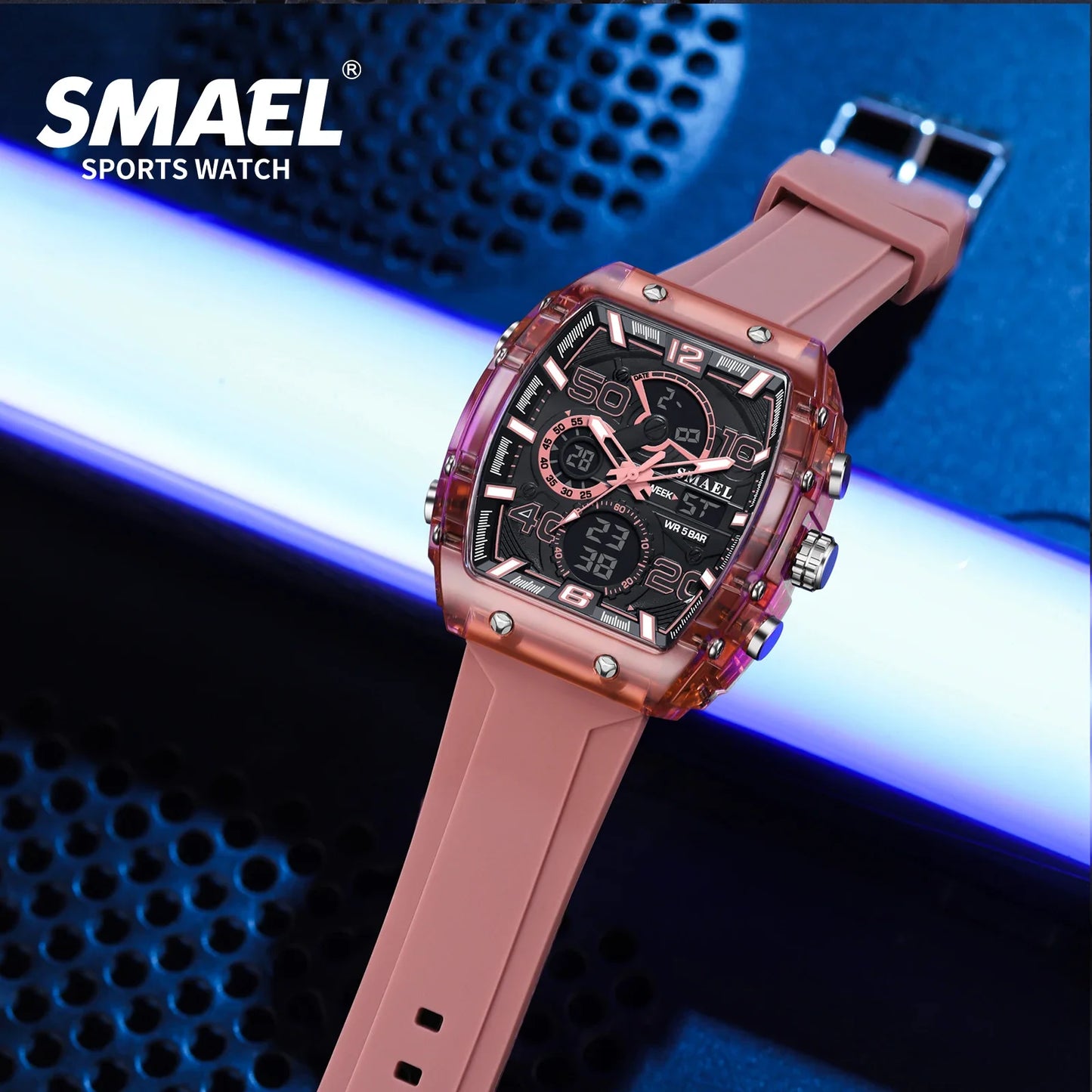 SMAEL 8109 New Men's Watch Multifunctional Sports 50M Waterproof Dual Display