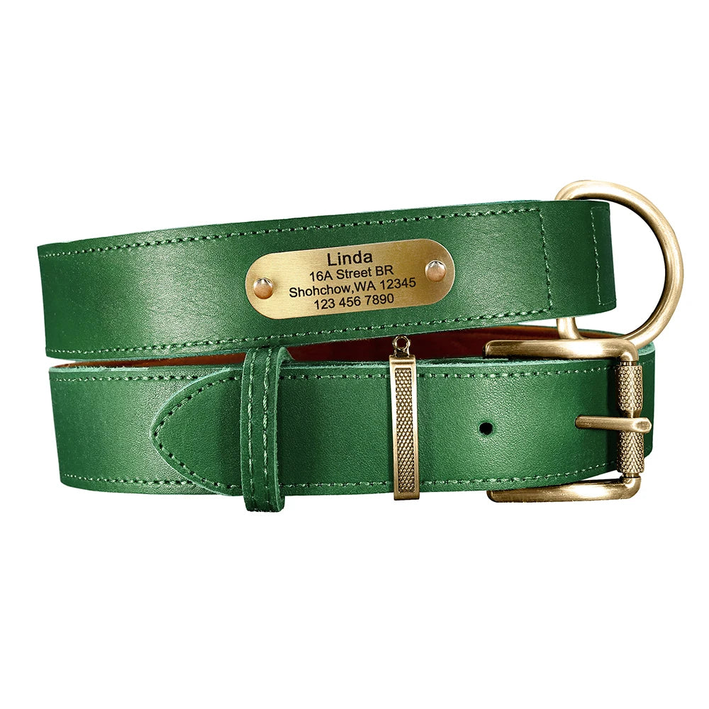 Coleira para cão personalizada em couro legítimo