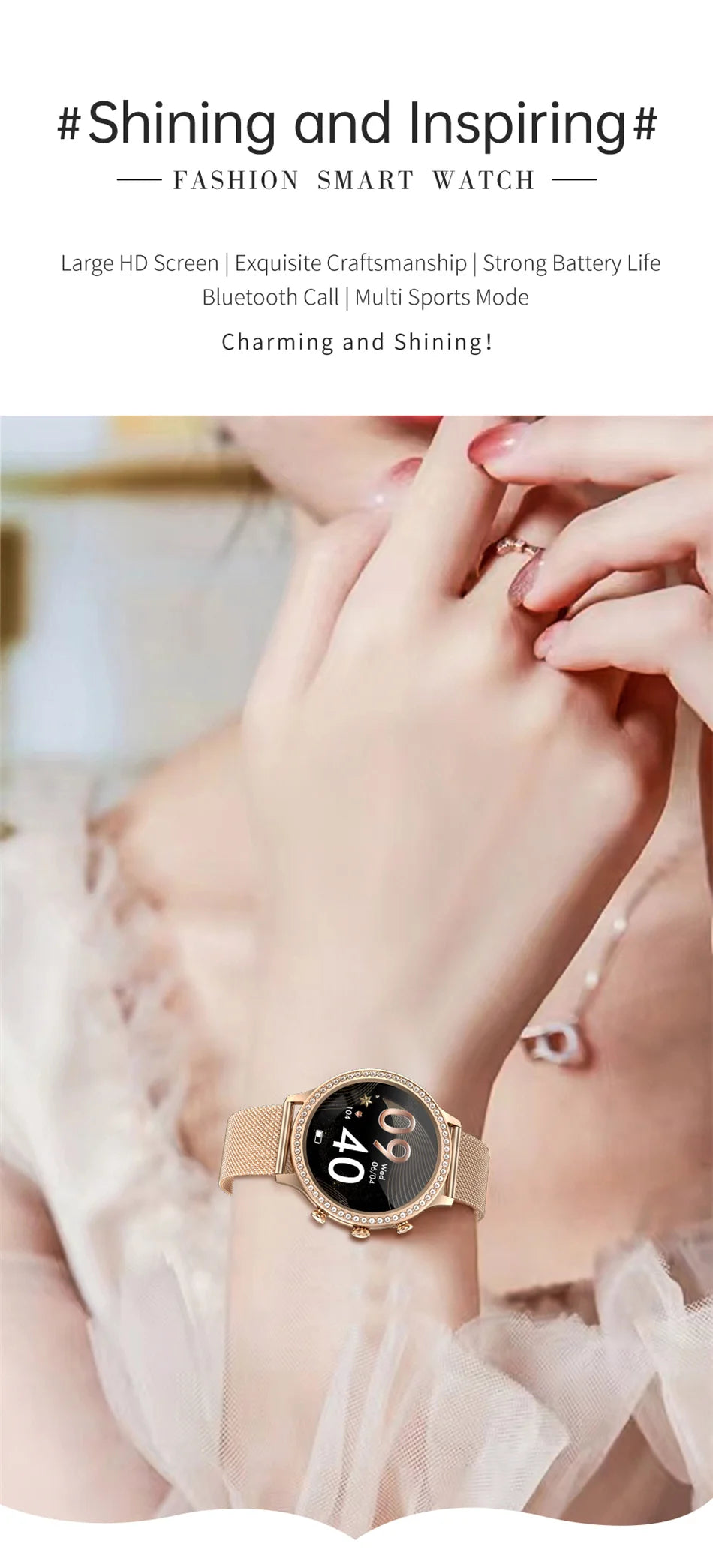 For Huawei Xiaomi Apple Samsung Smart Watch Women Ladies 2024 New Bluetooth
