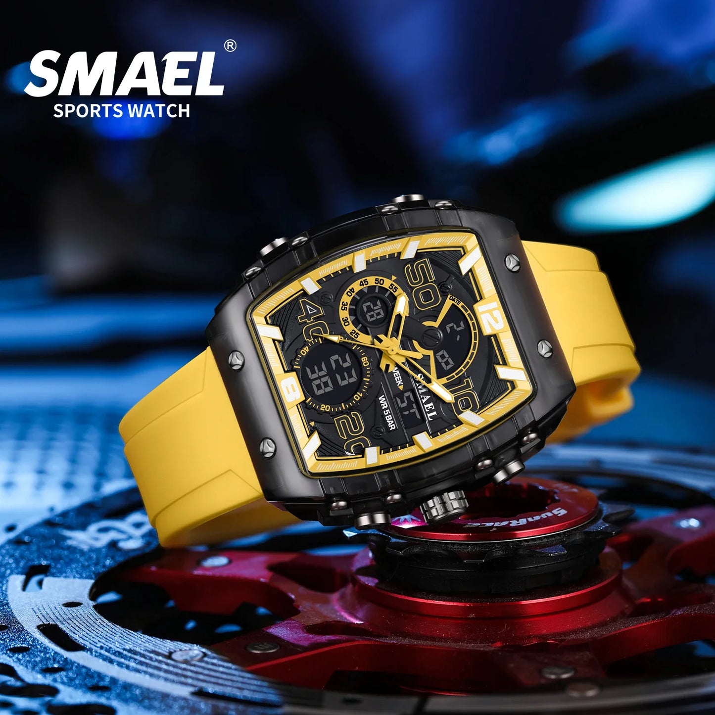 SMAEL 8109 New Men's Watch Multifunctional Sports 50M Waterproof Dual Display