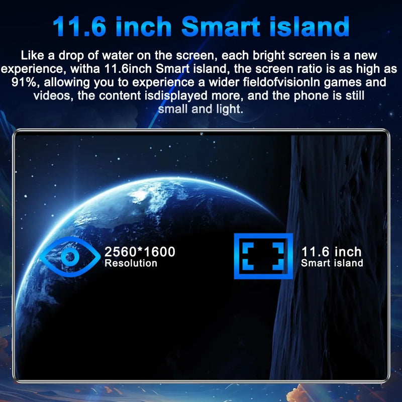 2025 5G Tablet Android 13.0 Brand New 11.6 inch 16GB RAM 1TB ROM Tablet 16MP 32MP - Loja Manuel Coelho