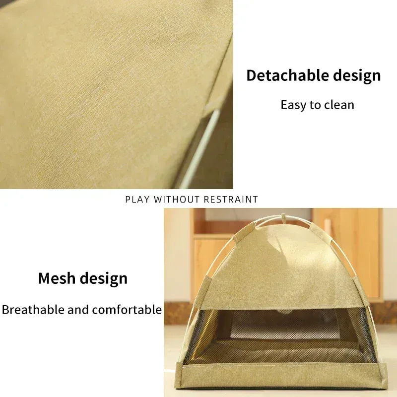 Pet Tent Bed Removable Cat Sofa Basket Canvas