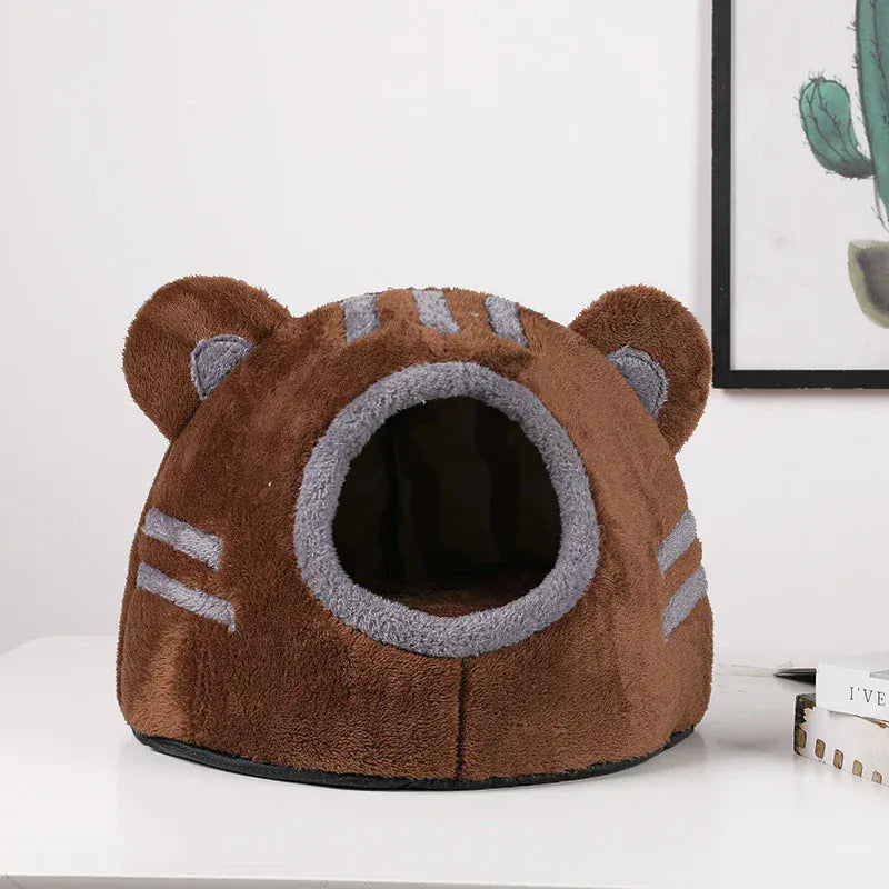 Winter Deep Sleep Comfort Cat Bed Bear Head Shape