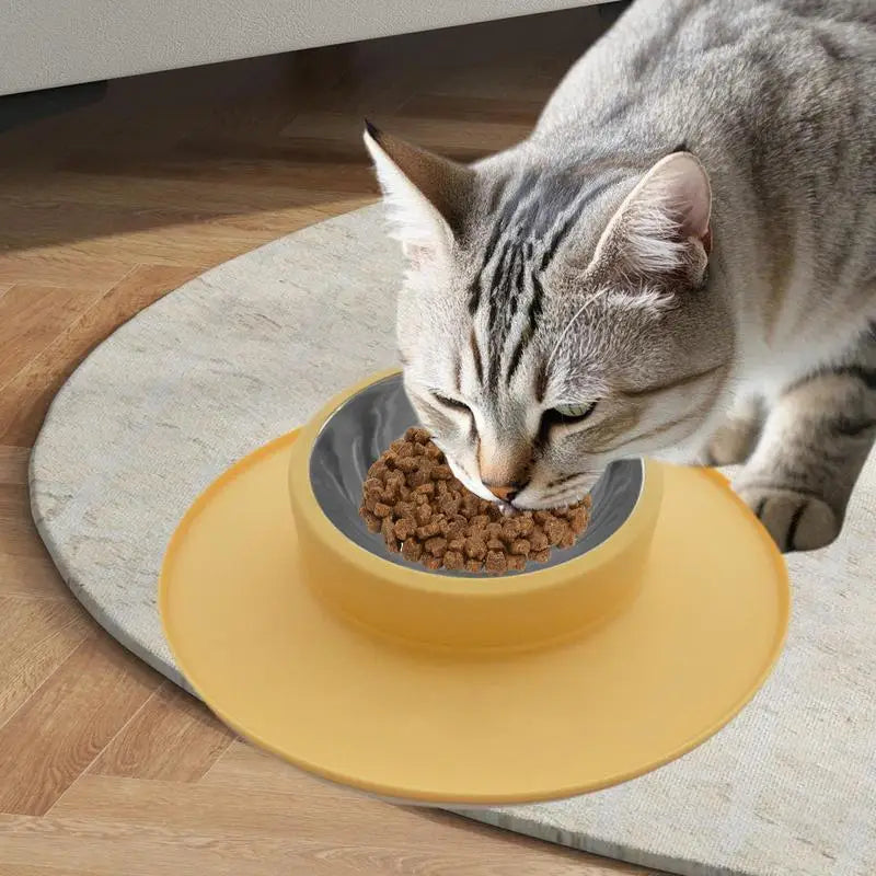 Tigela para animais de estimação Tigela de água para gatos à prova de derrames em silicone e aço inoxidável