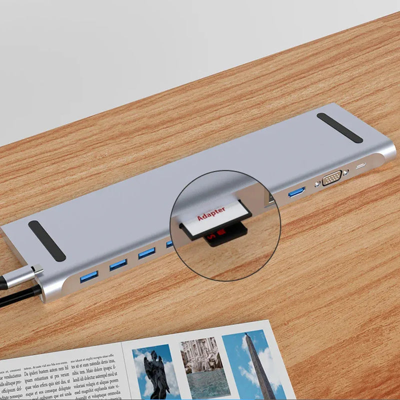 4/5/6/8/11 in 1 Type C Dock USB Hub 3.0 Splitter Multiport Adapter 4K HDMI - Loja Manuel Coelho