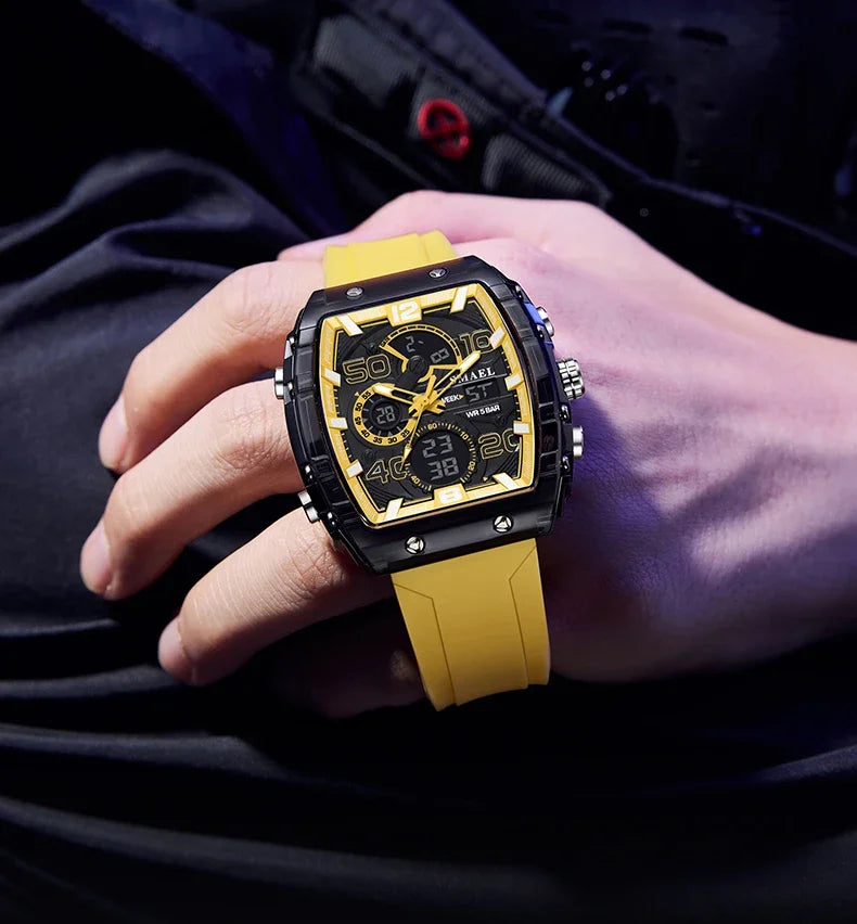 SMAEL 8109 New Men's Watch Multifunctional Sports 50M Waterproof Dual Display