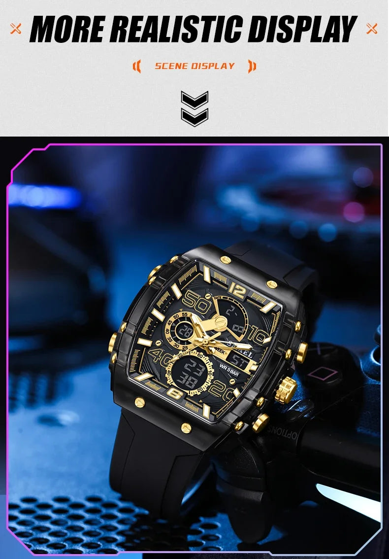SMAEL 8109 New Men's Watch Multifunctional Sports 50M Waterproof Dual Display