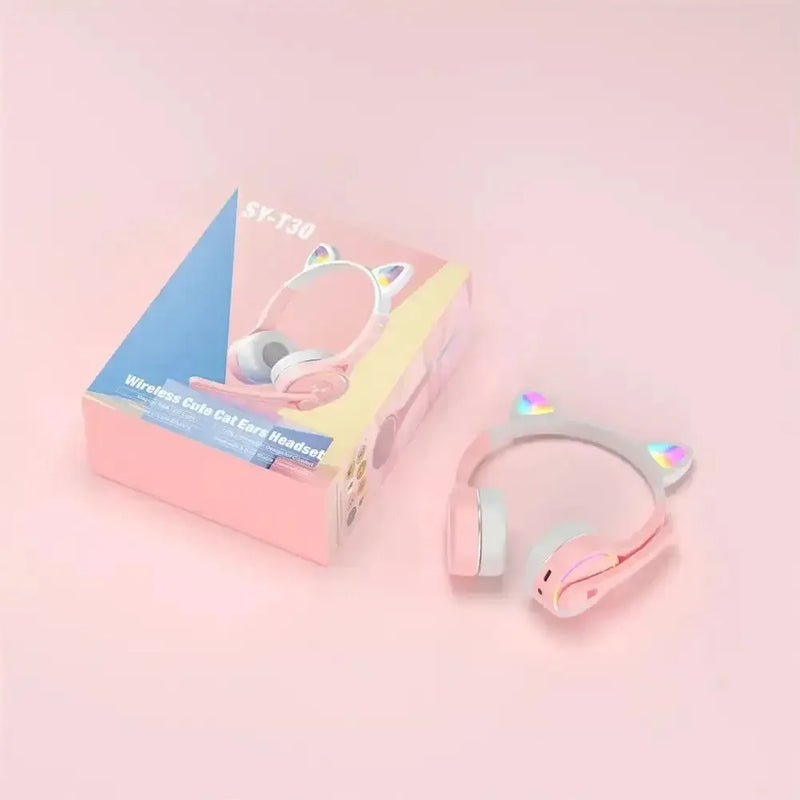 Cute Cat Ears Headphones com LED piscando, compatível com Bluetooth, - Loja Manuel Coelho