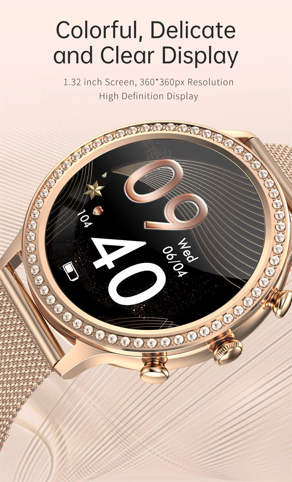 For Huawei Xiaomi Apple Samsung Smart Watch Women Ladies 2024 New Bluetooth