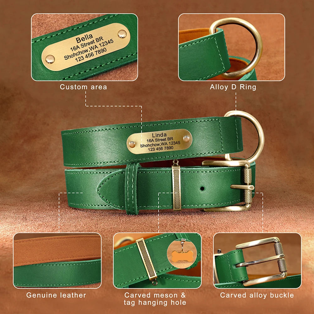 Coleira para cão personalizada em couro legítimo