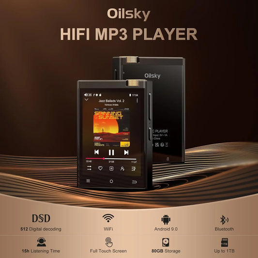 Hi-Fi MP3 Player with Bluetooth and WiFi, Oilsky Lossless DSD High-Resolution