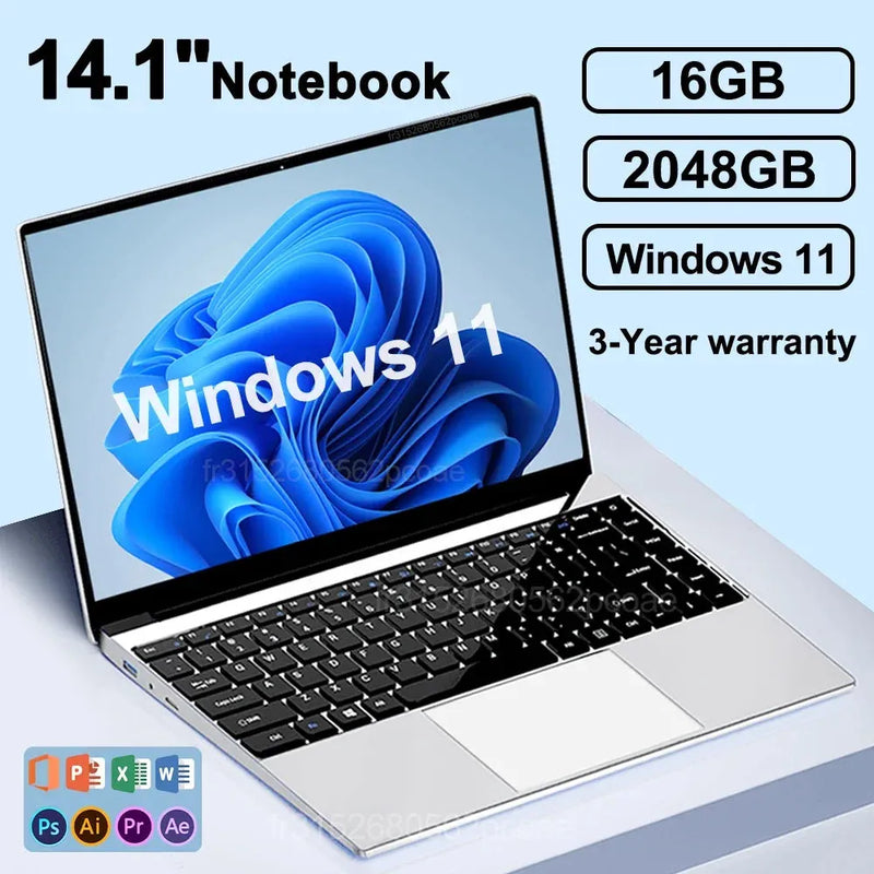 Ultra Slim Laptop 16GB RAM 2TB SSD Intel N3700 Notebook Gamer - Loja Manuel Coelho