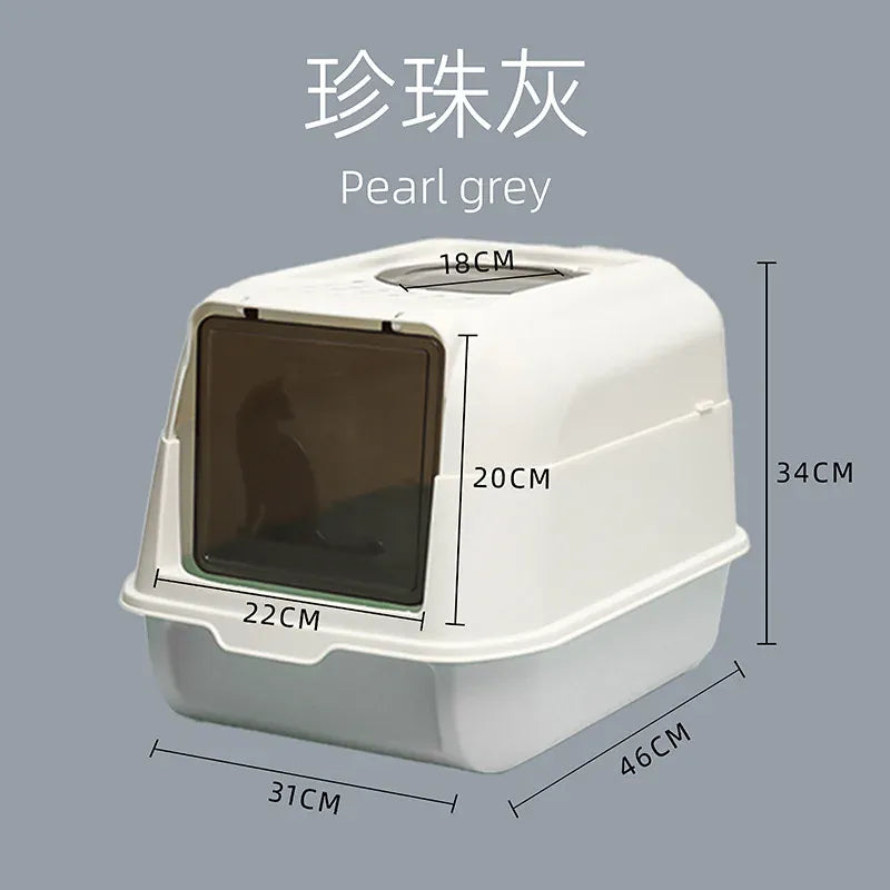 Enclosed Cat Litter Bowl With Scoop Plastic Totally Closed Design For Easy Cleaning MSP003-1