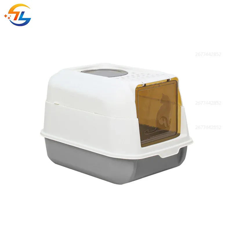 Enclosed Cat Litter Bowl With Scoop Plastic Totally Closed Design For Easy Cleaning MSP003-1