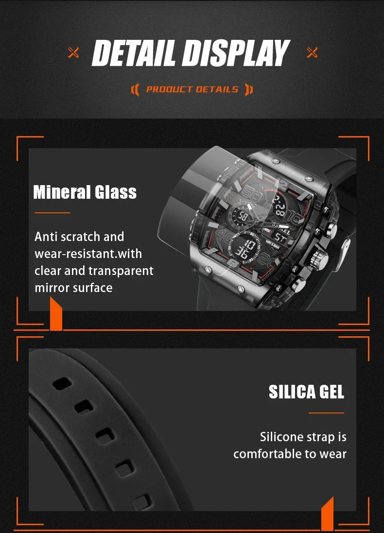 SMAEL 8109 New Men's Watch Multifunctional Sports 50M Waterproof Dual Display