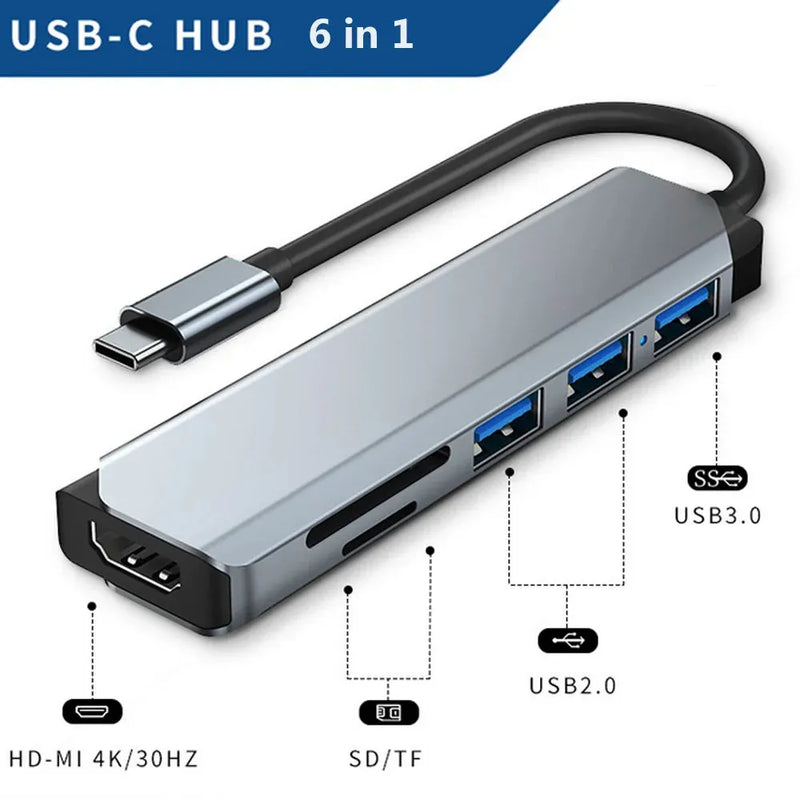 4/5/6/8/11 in 1 Type C Dock USB Hub 3.0 Splitter Multiport Adapter 4K HDMI - Loja Manuel Coelho