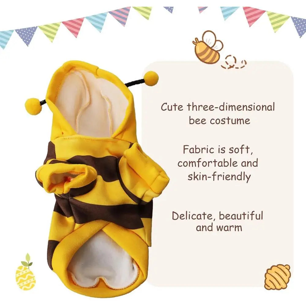 Bee Costume For Cat Dog Halloween Pet Cosplay Hoodies Pet Halloween Christmas Cosplay Dress Hoodie for Small Medium Pets Dog Cat