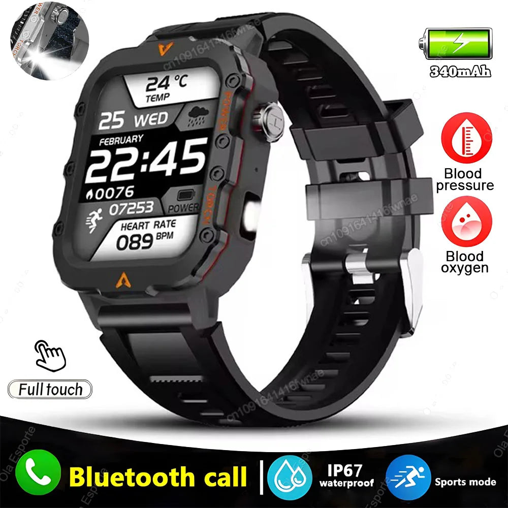 New For Huawei Xiaomi Military GPS Smart Watch Men Flashlight Compass Waterproof