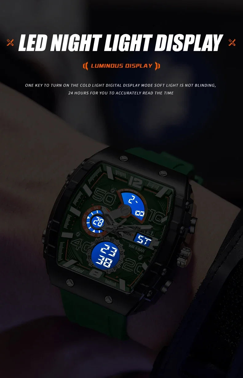 SMAEL 8109 New Men's Watch Multifunctional Sports 50M Waterproof Dual Display