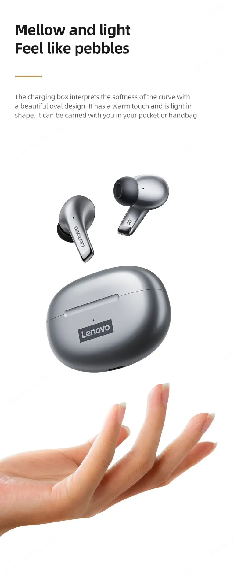 Choice Lenovo LP5 Wireless Bluetooth Earbuds HiFi Music Earphones Headphones