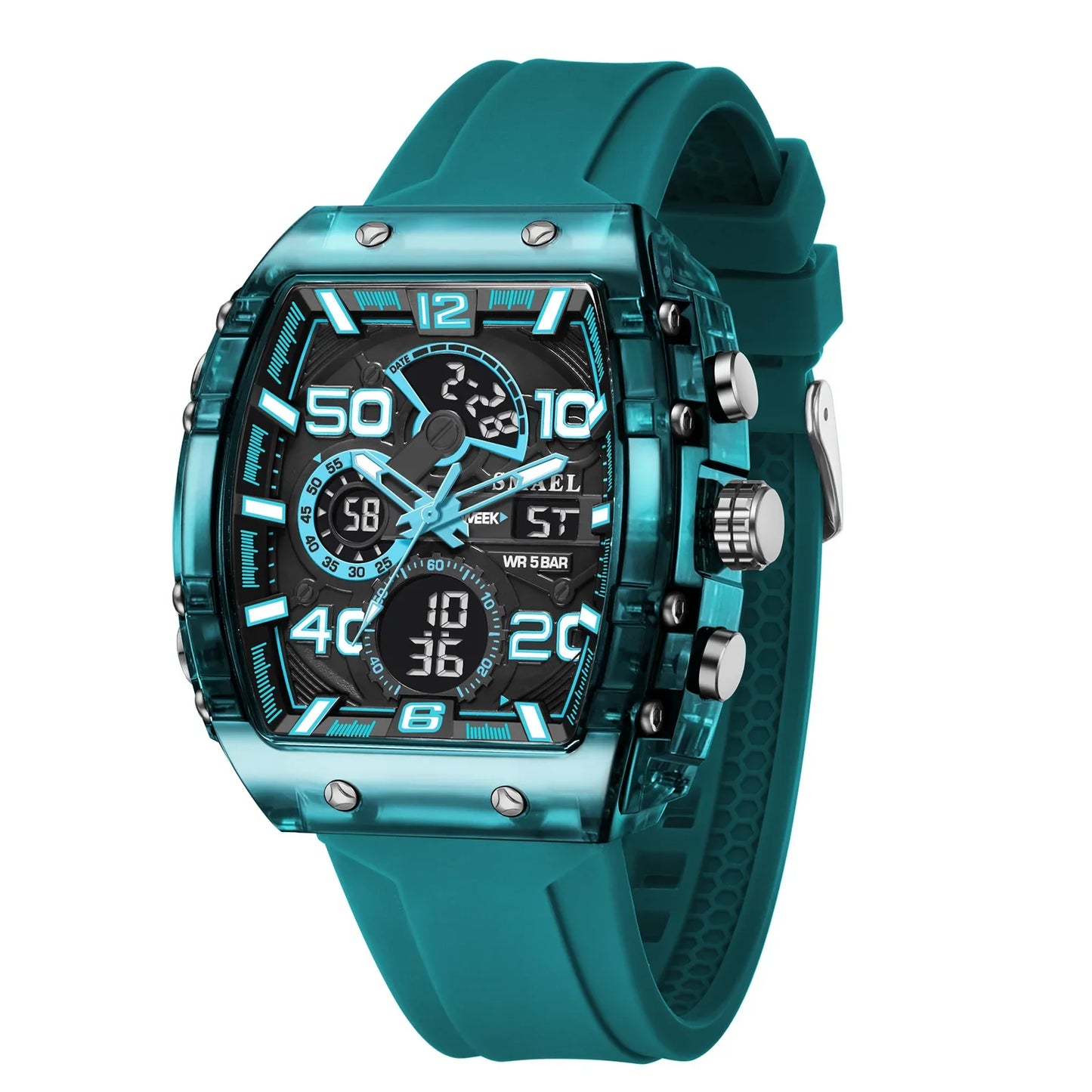 SMAEL 8109 New Men's Watch Multifunctional Sports 50M Waterproof Dual Display