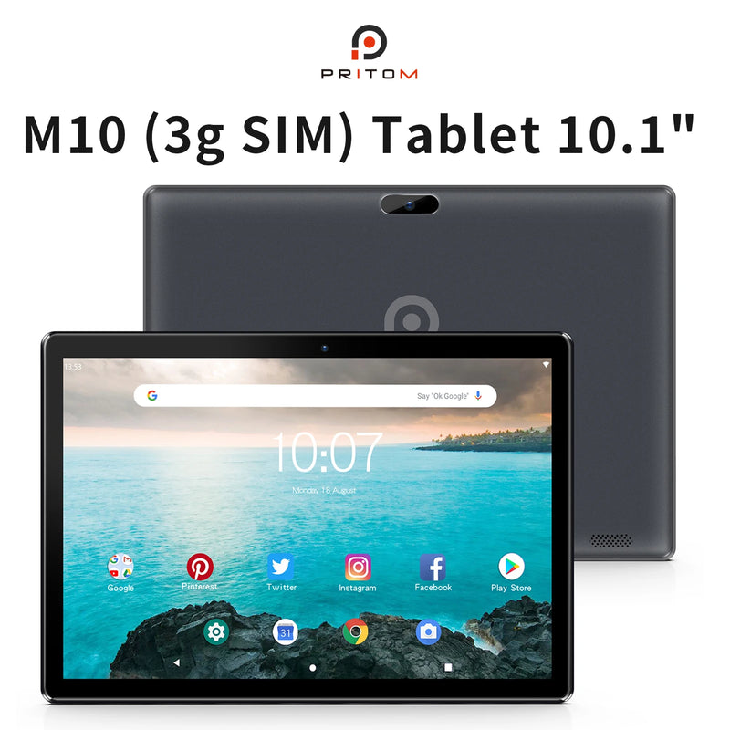 PRITOM 10 Inch Tablet PC with SIM Slot Android 13 64 GB Quad Core Touch Screen