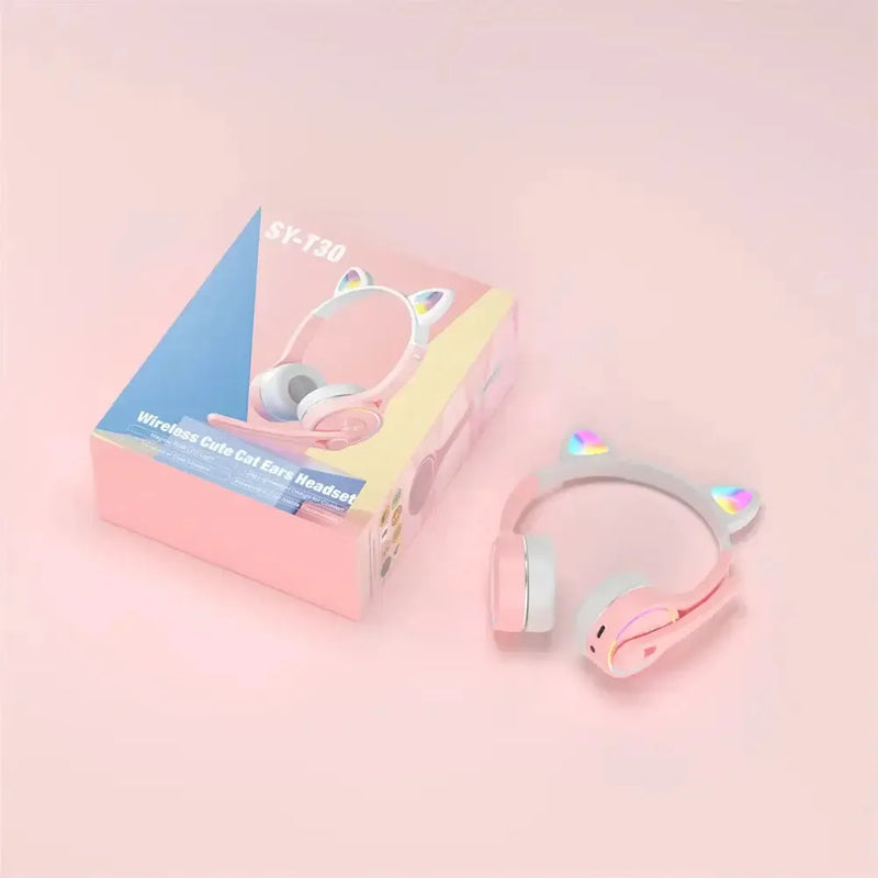 Cute Cat Ears Headphones com LED piscando, compatível com Bluetooth, - Loja Manuel Coelho
