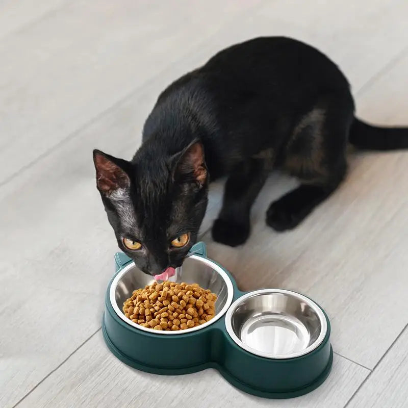 Tigelas antiderrapantes para gatos, formato de orelha de gato, comida para cão e água