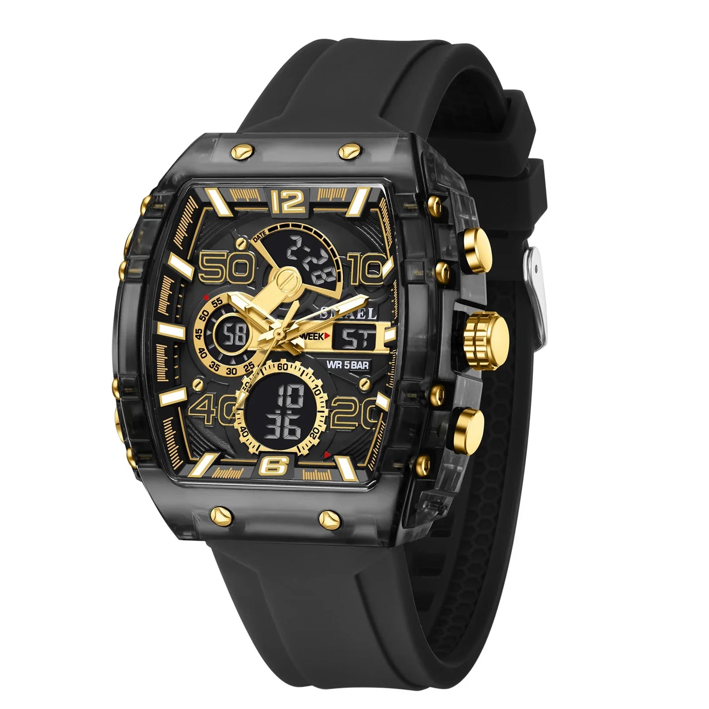 SMAEL 8109 New Men's Watch Multifunctional Sports 50M Waterproof Dual Display