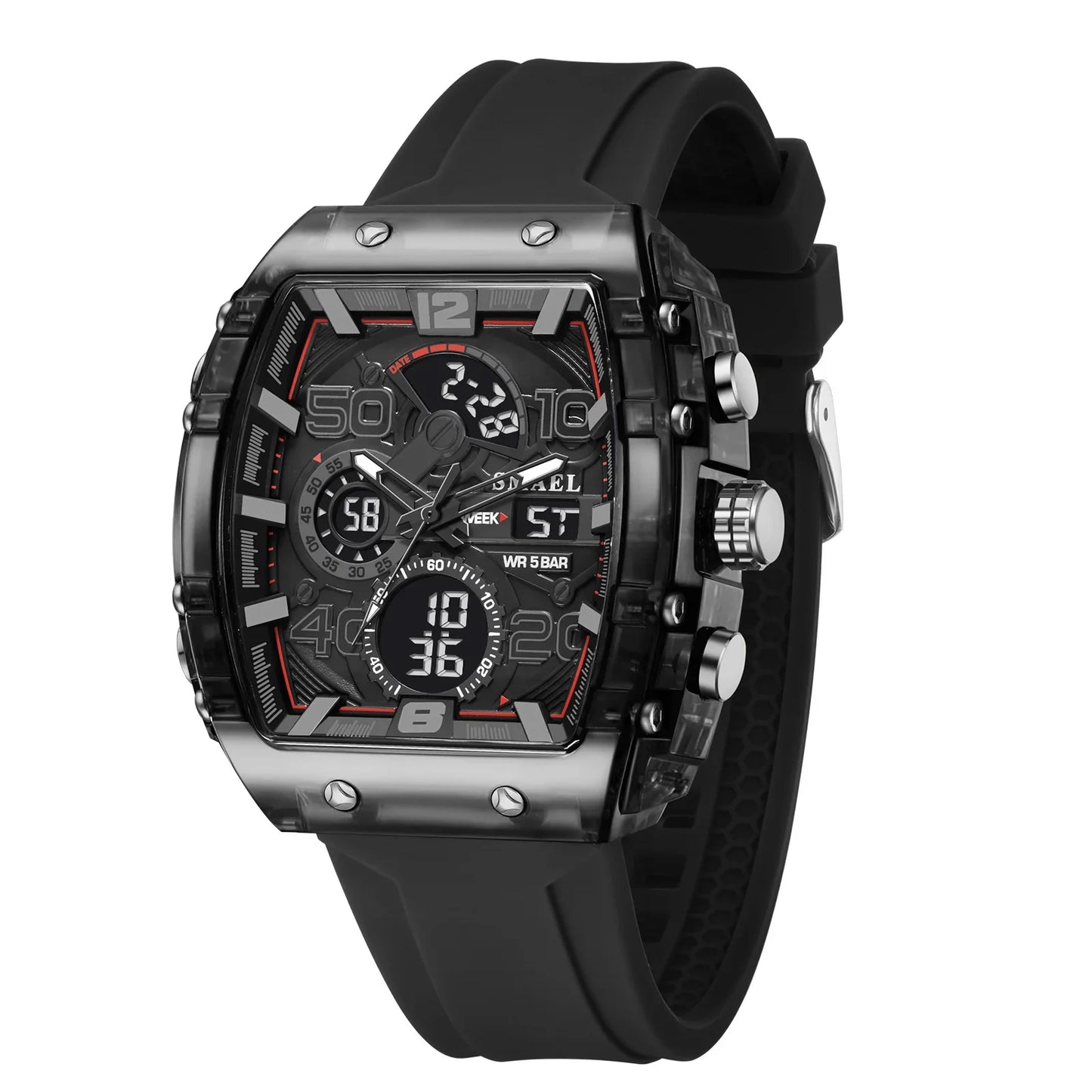 SMAEL 8109 New Men's Watch Multifunctional Sports 50M Waterproof Dual Display