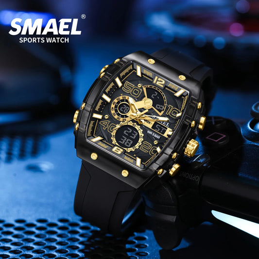 SMAEL 8109 New Men's Watch Multifunctional Sports 50M Waterproof Dual Display
