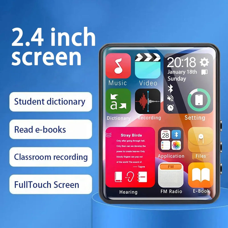 2.4-inch full-screen touchscreen MP3 player, mini Mp4 player with Bluetooth - Loja Manuel Coelho